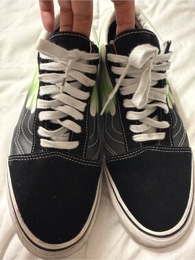 VANS Black & Lime Green Low-Top Skate Sneakers
